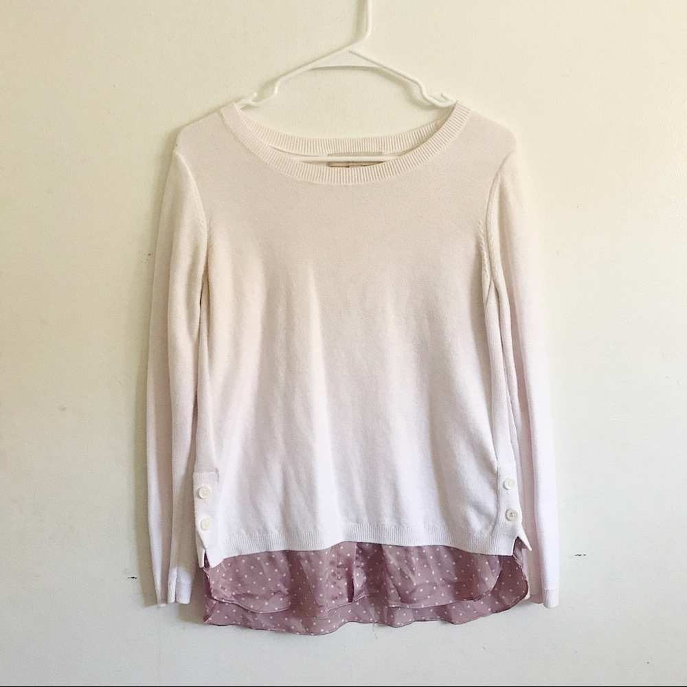 Loft sweater with lilac polka dot hem